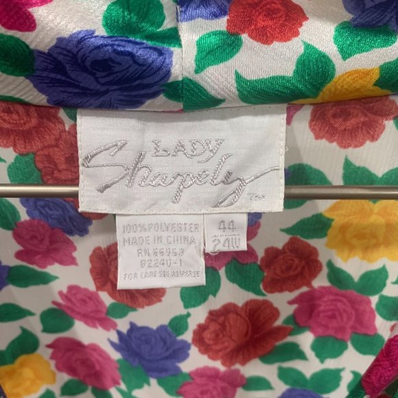 Vintage Lady Shapely Faux Wrap Floral Peplum Blouse Size 24W - Picture 7 of 10
